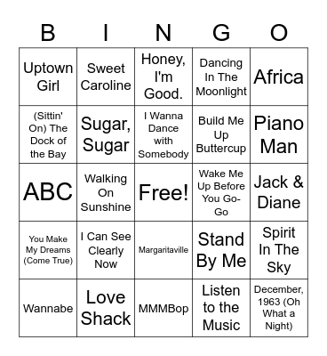 Music Bingo Card