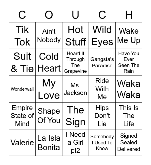 Music Bingo Card