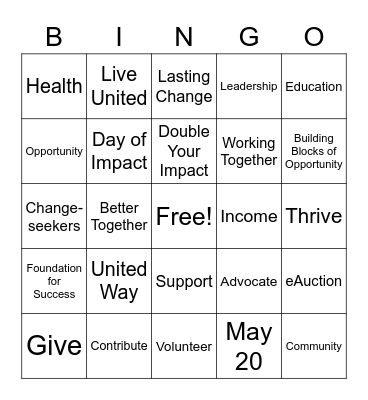 EMPD United Way Kick-Off Bingo Card