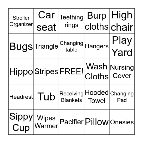 BABY BINGO! Bingo Card