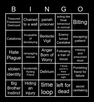 Bad Things Happen Bingo Card