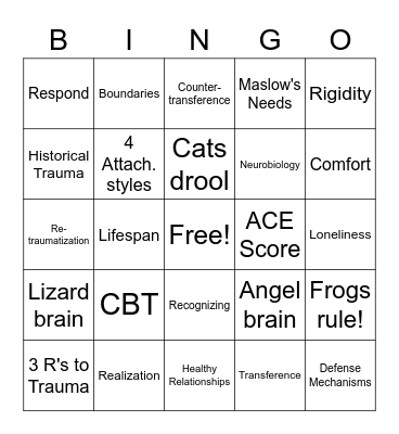 Love-Centered Trauma Informed Care Bingo Card