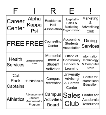 FIRE Program Bingo Card