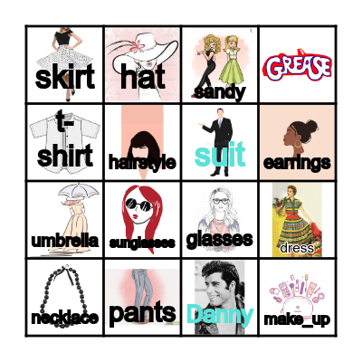 50's Fashion Bingo Card