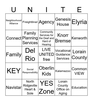 Bendix United Way Campaign Bingo Card