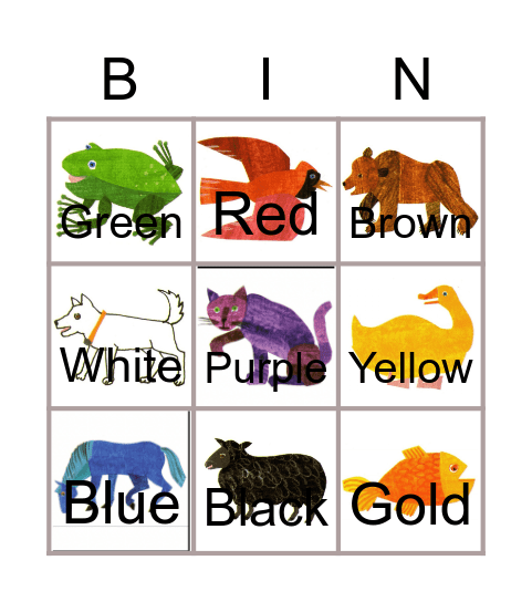 Brown Bear Bingo Card