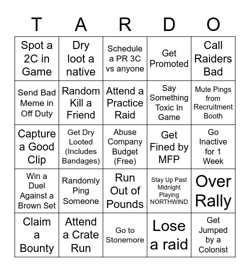 SLC Bingo (HARD) Bingo Card