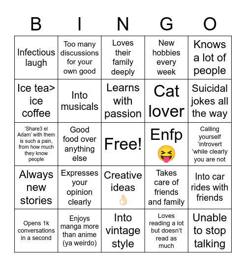 Momen’s bingo Card