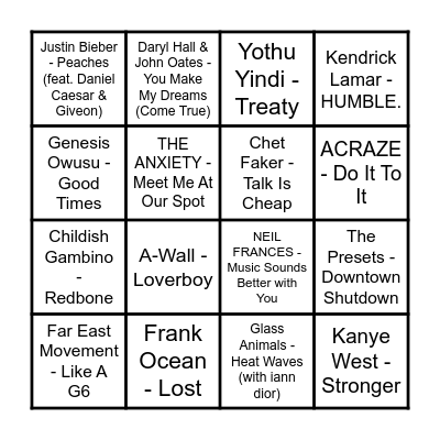 Prince Bingo - Round 2 Bingo Card