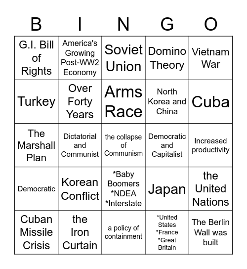 Chapter 11 Bingo Card