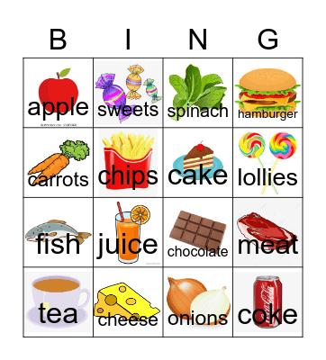 FOOD Bingo Card