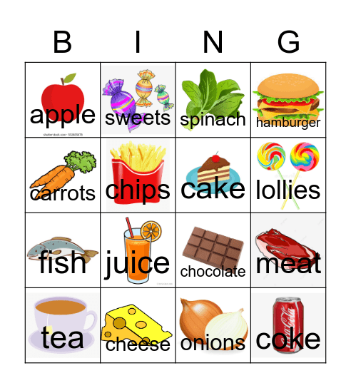 FOOD Bingo Card