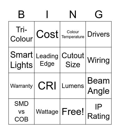 Downlight Bingo Card