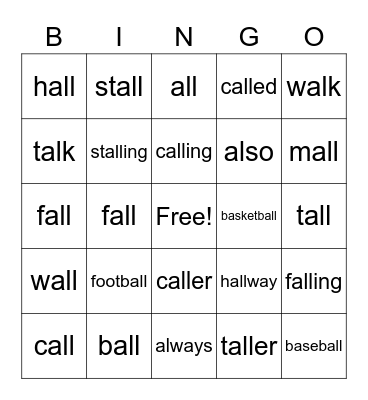 al Bingo Card