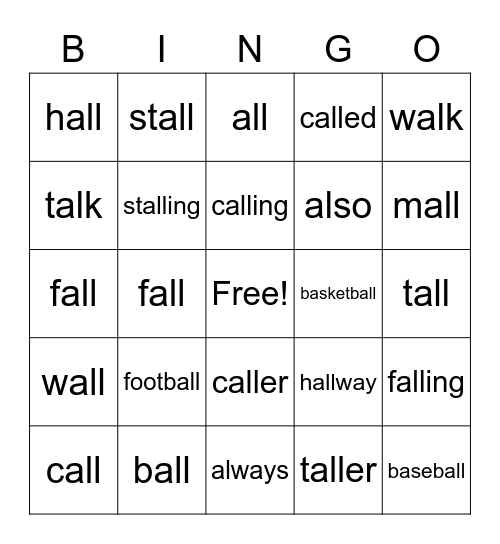 al Bingo Card