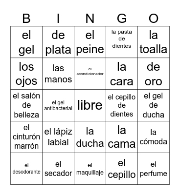 Productos Bingo Card