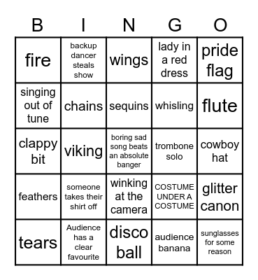 Eurovision 2022 Bingo Card