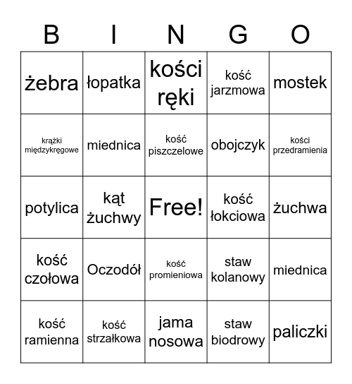 Szkielet Bingo Card