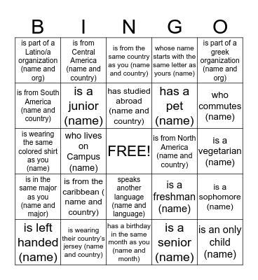 Find Someone Who.... Bingo Card