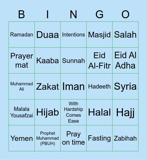 MSA Bingo Card