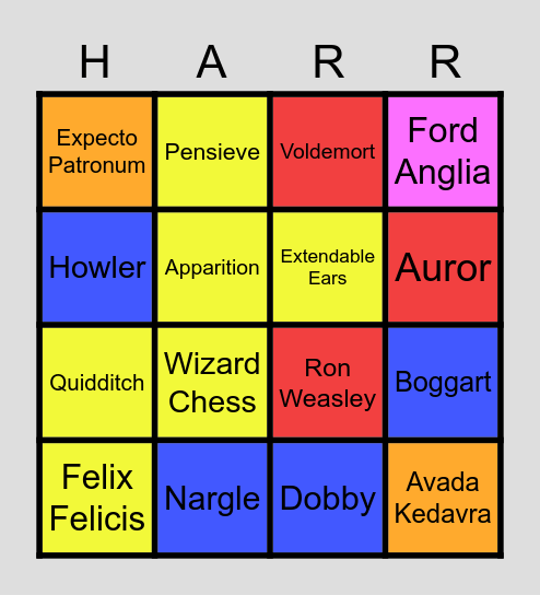 HARRY POTTER CLUB BINGO EXTRAVAGANZA Bingo Card