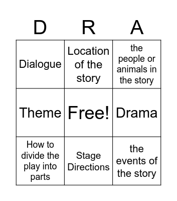 Drama Features Bingo Card