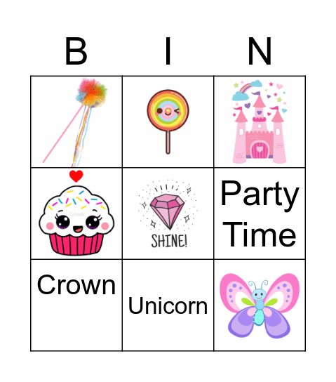 Unicorn Bingo Card