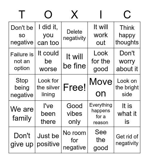 Positivity? Bingo Card