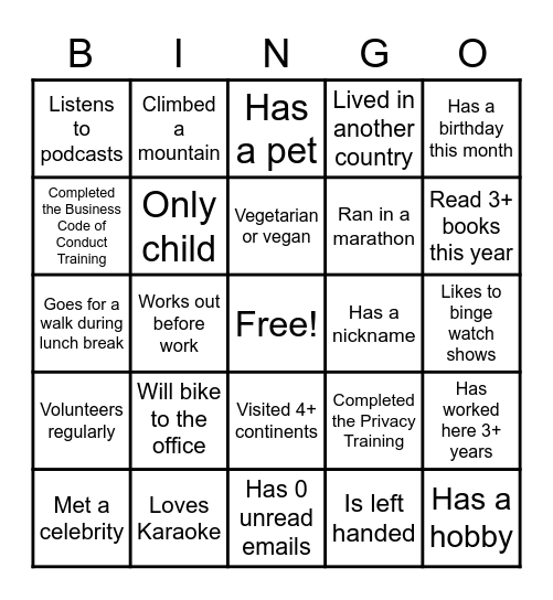 Accelerate Team BINGO Card