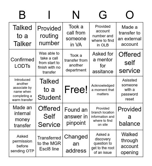 fasci Bingo Card