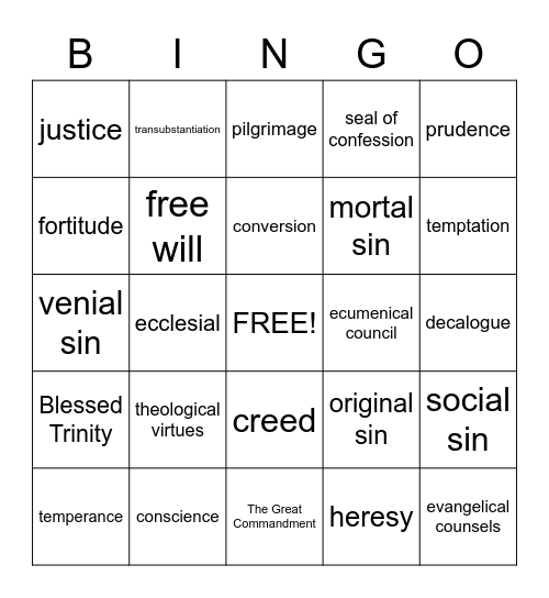 8th grade Midterm Review Bingo Card