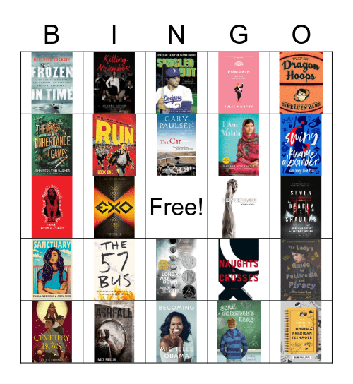 YA Summer Reading Bingo Card
