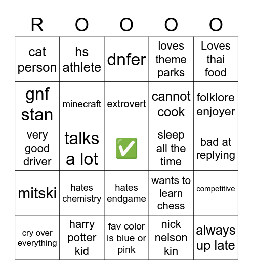Untitled Bingo Card