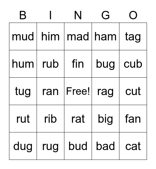 /a/ /i/ /o/ Bingo Card