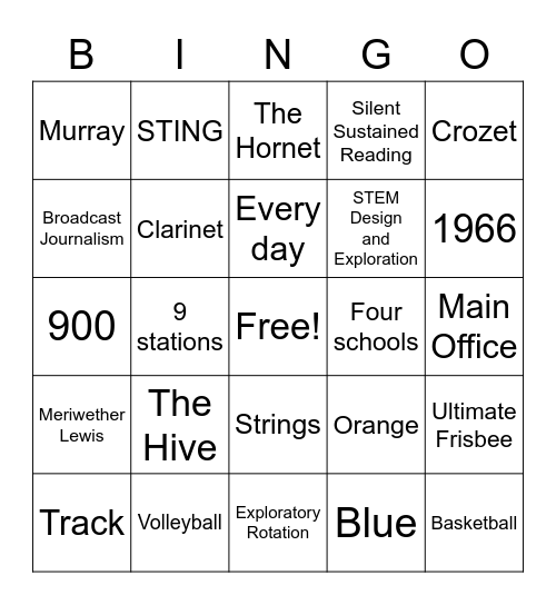 Henley Bingo Card