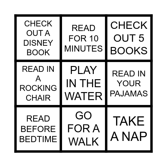 TODDLER BINGO Card