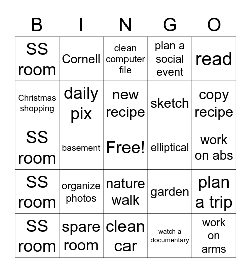 Weekly Bingo Card