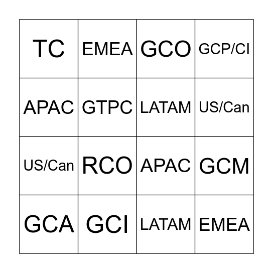 Compliance Connections Bingo Card