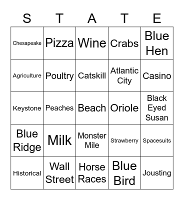 Vacation Bingo Card