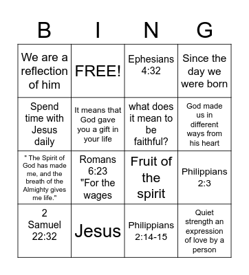 BIBLE VERSE BINGO Card