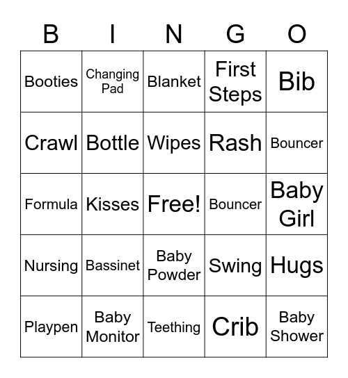 BABY SHOWER Bingo Card