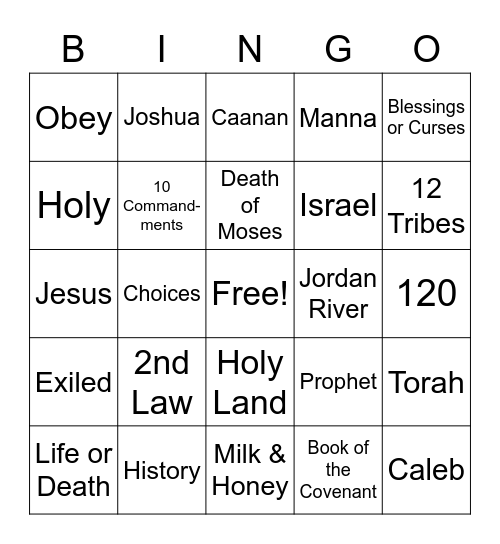 Deuteronomy Bingo Card