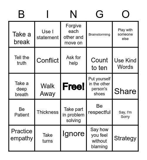 Solving Problems Bingo Card