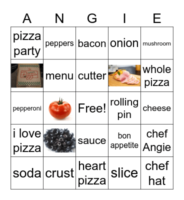 Angie's Pizza Bingo Card