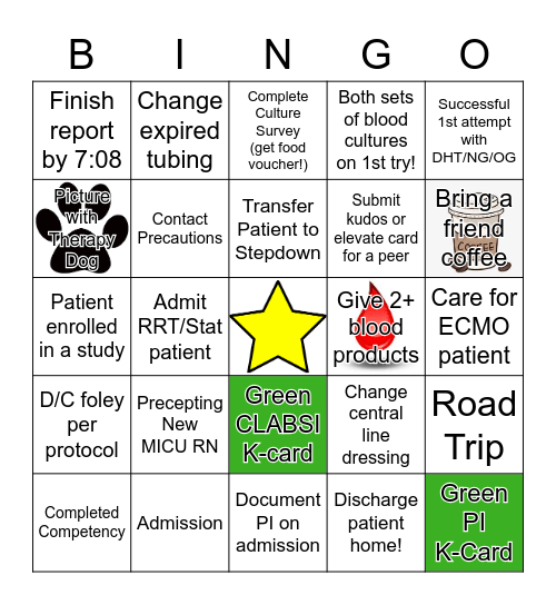 MICU RN BINGO Card