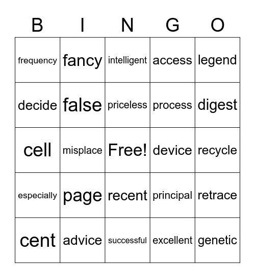 7.1 BINGO Card