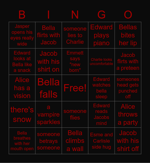 Breaking Dawn pt. 2 Bingo Card