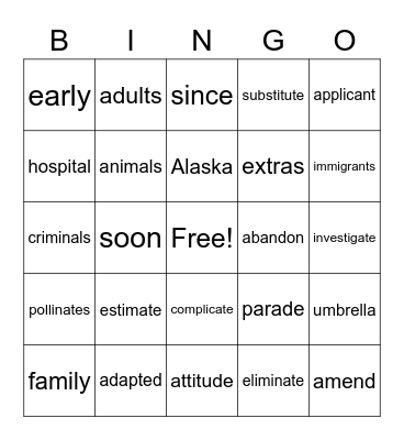 5.5 BINGO Card