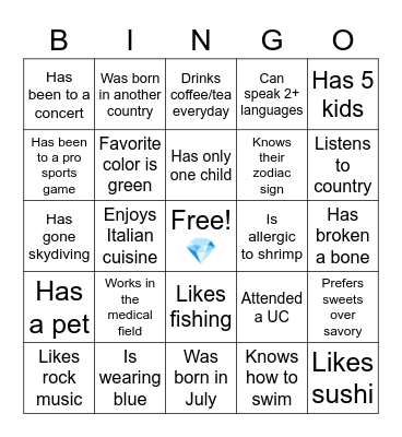 Find someone who... Bingo Card