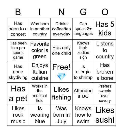 Find someone who... Bingo Card